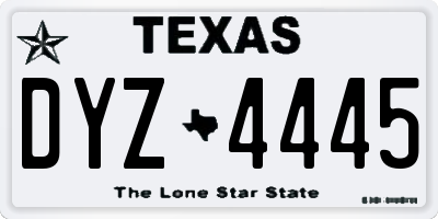 TX license plate DYZ4445