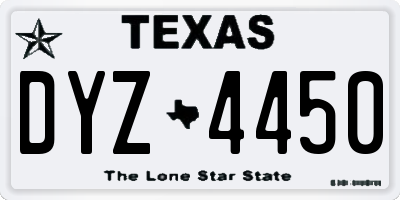 TX license plate DYZ4450