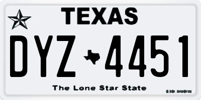TX license plate DYZ4451