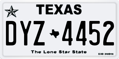 TX license plate DYZ4452