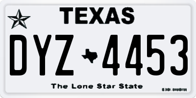 TX license plate DYZ4453
