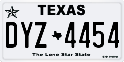 TX license plate DYZ4454
