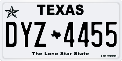 TX license plate DYZ4455