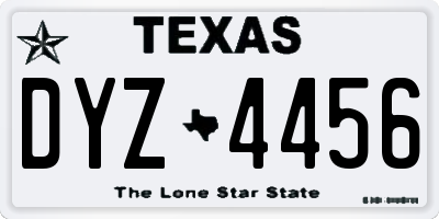TX license plate DYZ4456