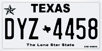 TX license plate DYZ4458