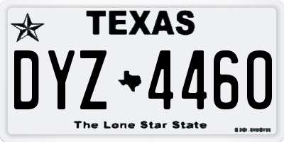 TX license plate DYZ4460