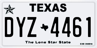 TX license plate DYZ4461