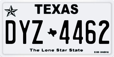 TX license plate DYZ4462