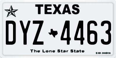 TX license plate DYZ4463