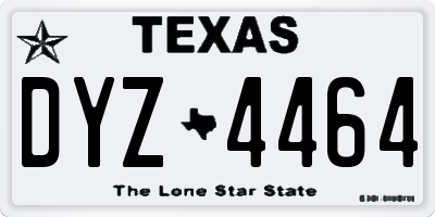 TX license plate DYZ4464