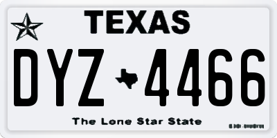 TX license plate DYZ4466