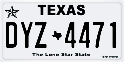 TX license plate DYZ4471
