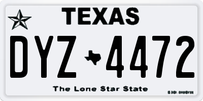 TX license plate DYZ4472