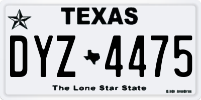 TX license plate DYZ4475