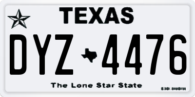 TX license plate DYZ4476
