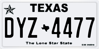 TX license plate DYZ4477
