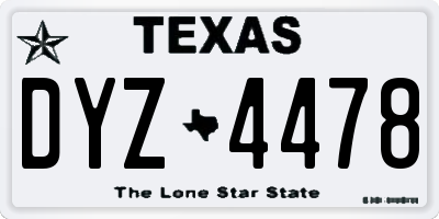 TX license plate DYZ4478