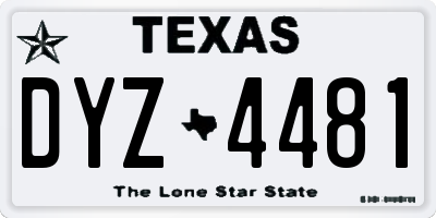 TX license plate DYZ4481
