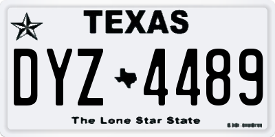 TX license plate DYZ4489