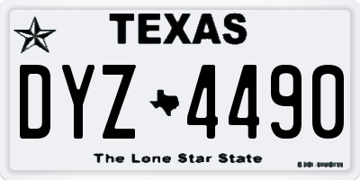 TX license plate DYZ4490