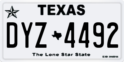 TX license plate DYZ4492