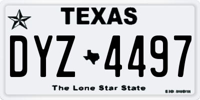 TX license plate DYZ4497