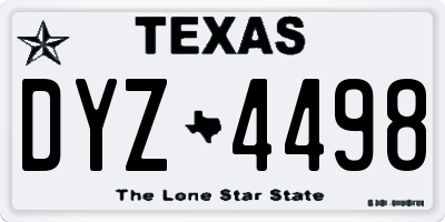 TX license plate DYZ4498
