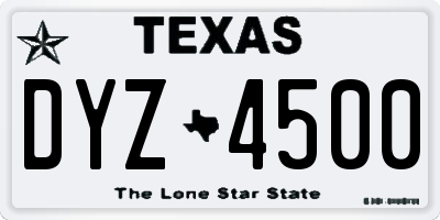 TX license plate DYZ4500