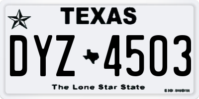 TX license plate DYZ4503