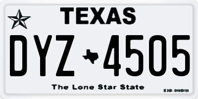TX license plate DYZ4505