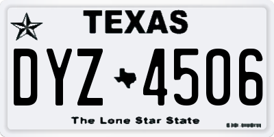 TX license plate DYZ4506