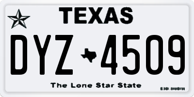 TX license plate DYZ4509