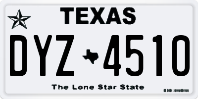 TX license plate DYZ4510