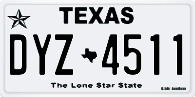TX license plate DYZ4511