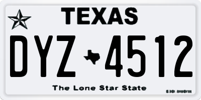TX license plate DYZ4512