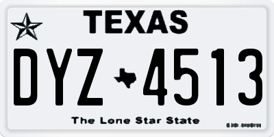 TX license plate DYZ4513