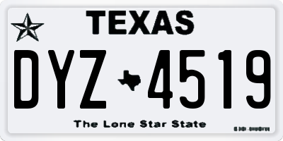 TX license plate DYZ4519
