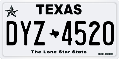 TX license plate DYZ4520