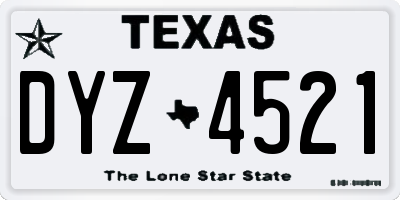 TX license plate DYZ4521