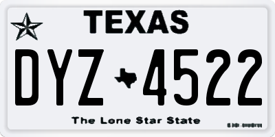 TX license plate DYZ4522