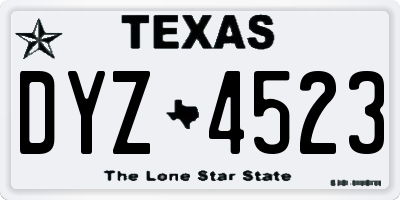 TX license plate DYZ4523