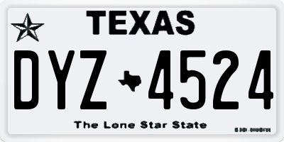 TX license plate DYZ4524