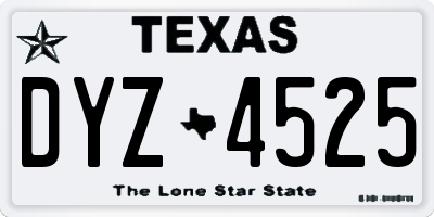 TX license plate DYZ4525