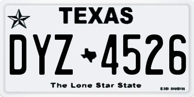 TX license plate DYZ4526