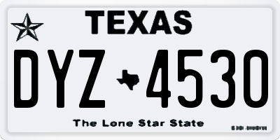 TX license plate DYZ4530