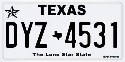 TX license plate DYZ4531