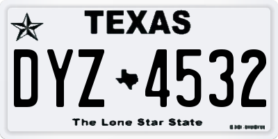 TX license plate DYZ4532
