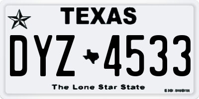 TX license plate DYZ4533