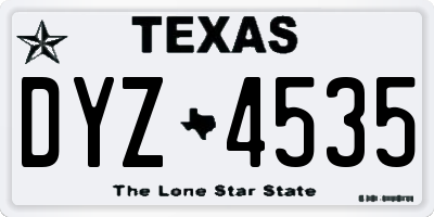 TX license plate DYZ4535
