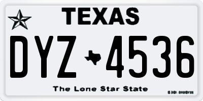TX license plate DYZ4536